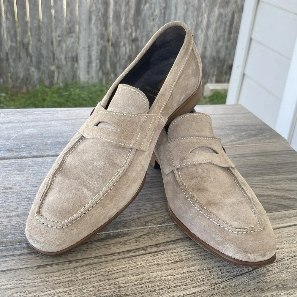 Bruno Magli Penny Loafers Shoes Mens 7 M Brown Suede Leather Dress Slip On Italy